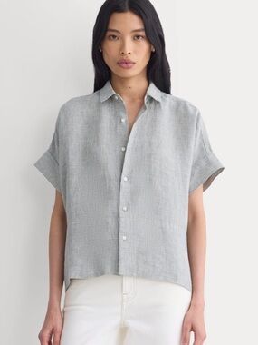 Everlane boxy linen shirt size 2 agave